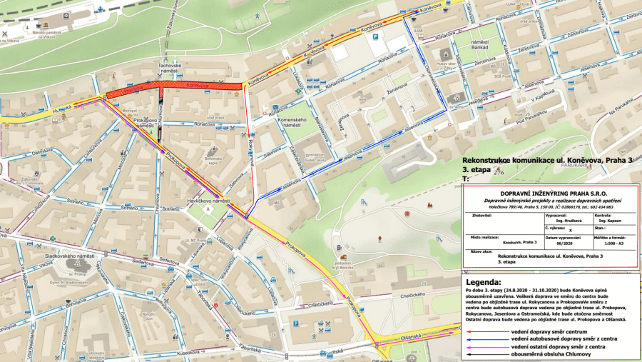 Rekonstrukce Koněvovy ulice 2020 III